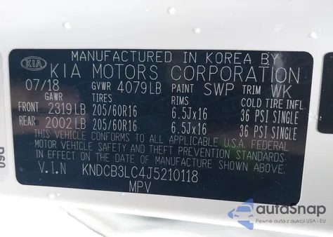 2018 Kia Niro Fe из США, поврежденный, VIN KNDCB3LC4J5210118